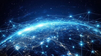 Obraz premium Internet connectivity through telecommunication signals, showing global data exchange, network links, and online access