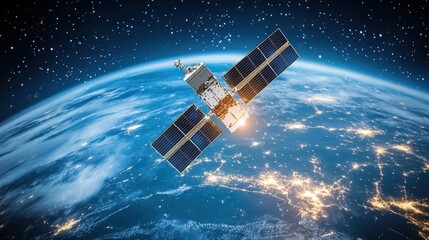 Telecommunication satellite technology, focusing on the intricate design, data processing, and global connectivity