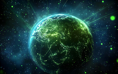 Glowing Digital Art Representation of Earth