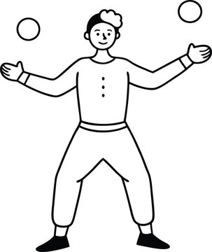 recommend clip art: Juggler man concept line art. Linear juggling man concept outline design. Thin line juggling ball line drawing vector and illustration isolated.