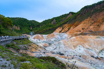 北海道　登別温泉　地獄谷の風景