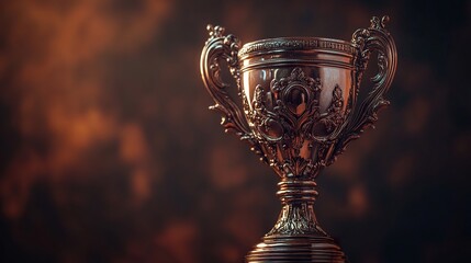 Shiny Trophy Award with Intricate Design on Dark Background