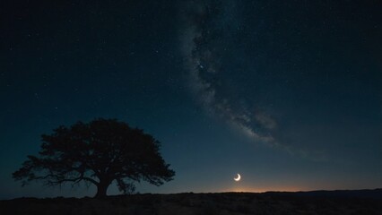 Naklejka premium night with moon in the sky