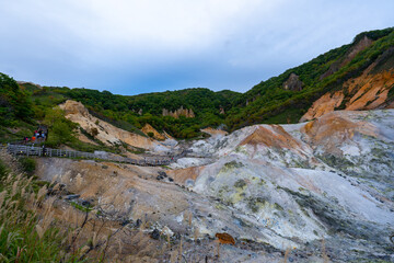 北海道　登別温泉　地獄谷の風景