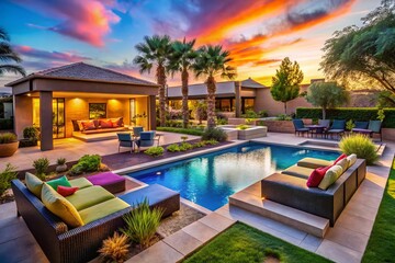 Fototapeta premium Captivating Backyard Luxury Pools for Ultimate Relaxation and Outdoor Living Spaces in Modern Homes