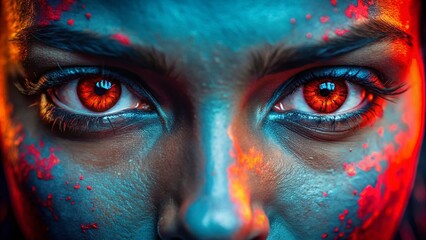 Naklejka premium Captivating Close-Up of Beautiful Red Eyes Highlighting Striking Details and Vivid Colors for Stunning Visual Appeal