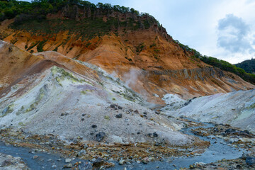 北海道　登別温泉　地獄谷の風景