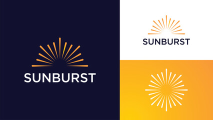 Abstract Sun Logo. Geometric Lines Half and ful of Sunburst