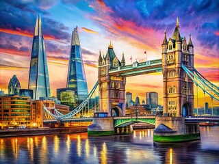 Naklejka premium Captivating London Drawing Showcasing Iconic Landmarks and Architectural Beauty in Artistic Expression