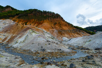 北海道　登別温泉　地獄谷の風景