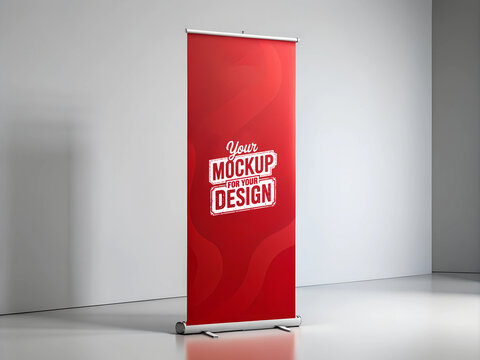 Roll Up Banner Mockup  Clean and Empty Display Stand
