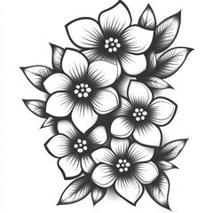 flower pattern drawn on white background, tattoo, art 