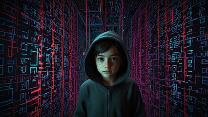 hacker guy in code room