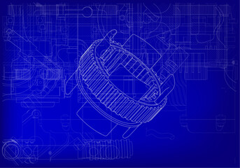 Gear wheel on blue background.