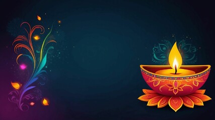 Diwali Diya Illuminated Lamp Bright Lighting Effects background