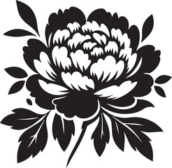 Peony flower silhouette black vector © MstSumi