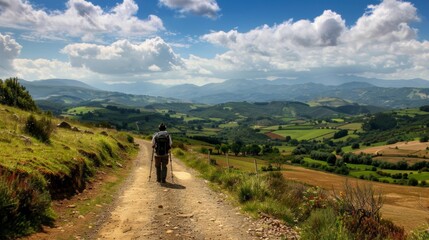 Scenic Walking Route on the Camino de Santiago in Spain