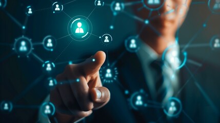 Innovative Cybersecurity Concept with Businessman Protecting Virtual Data Network. Generative AI