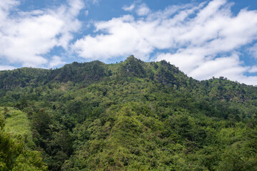 Fototapeta premium Beautiful view of mountains, blue sky and beautiful clouds