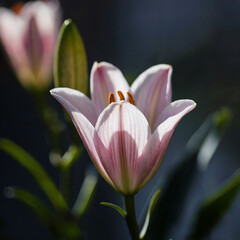 Fototapeta premium Single pink flower with a green stem