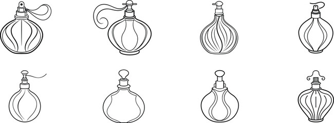 Vintage Perfume Bottles Collection Design Outline