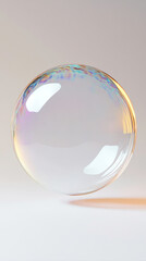 Beautiful iridescent soap bubble floating gently