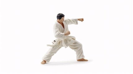 Karate Master in White Uniform Striking a Powerful Pose