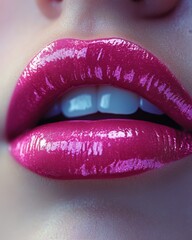 Obraz premium A detailed shot of natural pink lips slightly parted, isolated on white background 