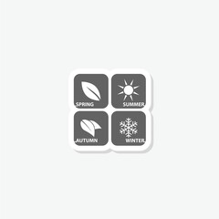 Four seasons symbols concept design sticker isolated on gray background