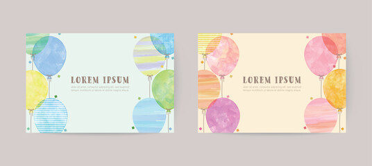 hand drawn balloon illustration cards for invitation, birthday © Kbiscuit