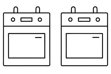 Two oven line art logo icon vector illustration.
