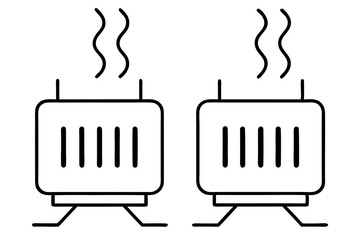 illustration of a burning stove line art vector logo icons.