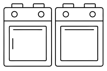 set of oven machine logo icon line art vector illustration.