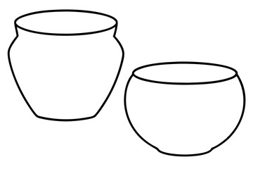 Two pot made of clay line art logo icon vector illustration.