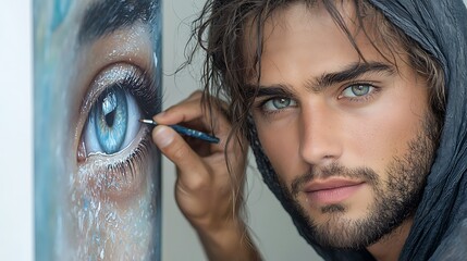 An artist reluctantly selling their best work at an outdoor art fair, the tension between personal sacrifice and public perception shown through their interaction with potential buyers Ultra-Realistic