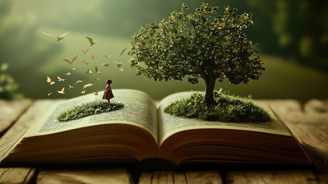 a photography of a book, full of imagination and creativity, what you feel when you read