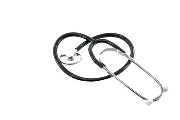 Fototapeta premium Stethoscope curved into the shape of a heart isolated on transparent background