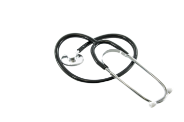 Stethoscope curved into the shape of a heart isolated on transparent background
