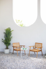white coffee shop with a relaxed atmosphere