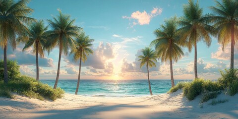 Fototapeta premium palm trees on the beach