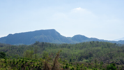 Obraz premium landscape with mountains,views of hills, green mountains with blue skies