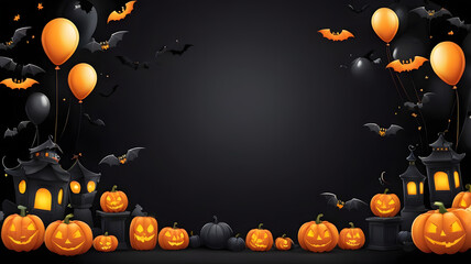 Halloween pumpkin illustration with spooky orange silhouette against dark night sky