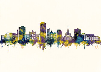 Brampton City Skyline. Cityscape Skyscraper City Downtown Abstract Architecture Business View Building Corporate Landmarks Travel Background Buildings Landscape Modern Art