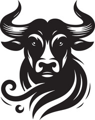 Black silhouette style Bull design with white background