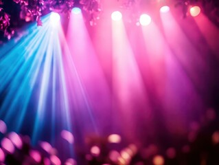 Pink and blue spotlights  bokeh lights  and blur,perfect for digital design  posters  and presentations