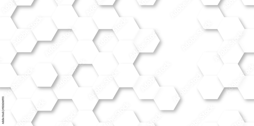 Wall mural abstract white background with hexagon and hexagonal background. luxury white pattern with hexagons.