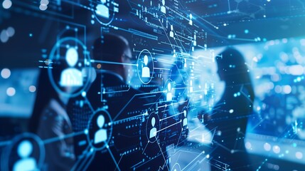 Naklejka premium Artificial Intelligence Powered Virtual Assistants Streamlining Corporate Decision-Making Processes. Generative AI