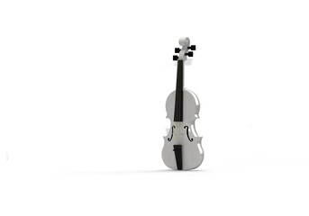 Musical instrument violoncello white. 3d rendering on the theme of musicians, music, composition, orchestra. Transparent background.