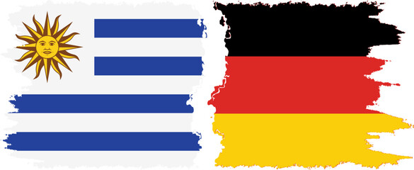 Germany and Uruguay grunge flags connection, vector