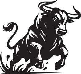 Black silhouette style Bull design with white background